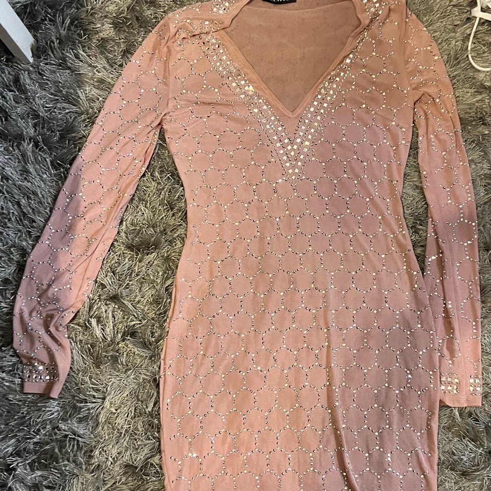 Sheer pink diamond dress
